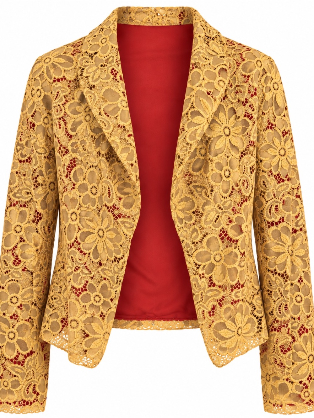 Vintage Women's Yellow Lace Blazer Jacket